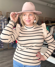 Load image into Gallery viewer, Beige Striped Long Sleeve Sweater