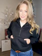 Load image into Gallery viewer, Black Half Zip Sweater