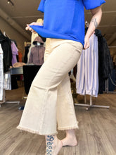 Load image into Gallery viewer, Sand Beige Washed Frayed Wide Leg Jeans