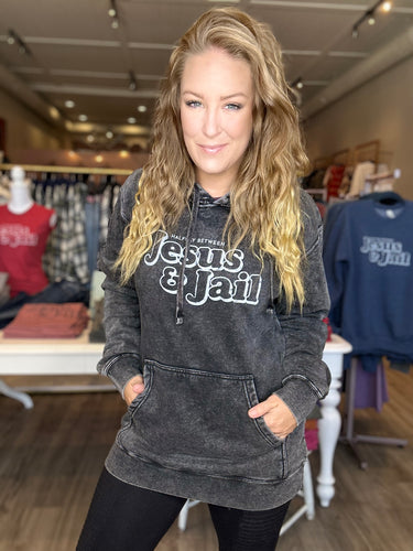 Heather Series Jesus & Jail Black Hoodie