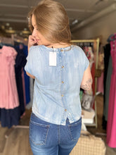 Load image into Gallery viewer, Denim Chambray Cap Sleeve Top