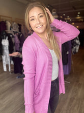 Load image into Gallery viewer, Lilac Sheer Pocket Cardigan