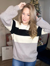 Load image into Gallery viewer, Grey Multi Stripe Sweater
