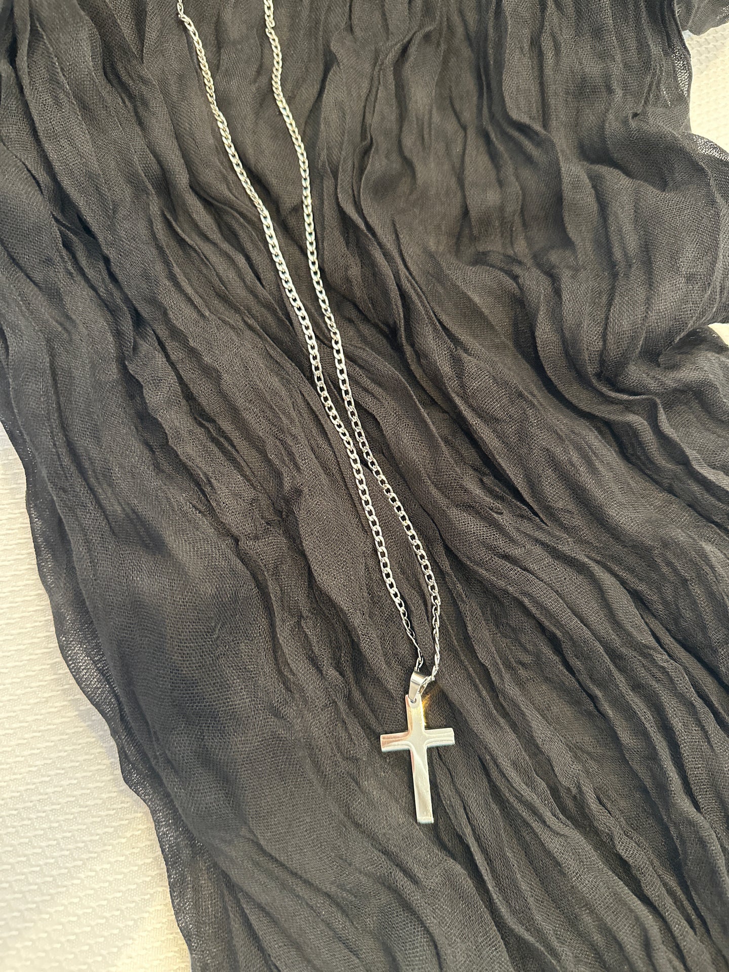 Flat Silver Cross Chain
