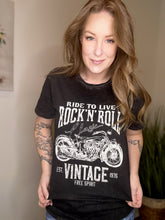 Load image into Gallery viewer, Vintage Black Ride To Live Tee