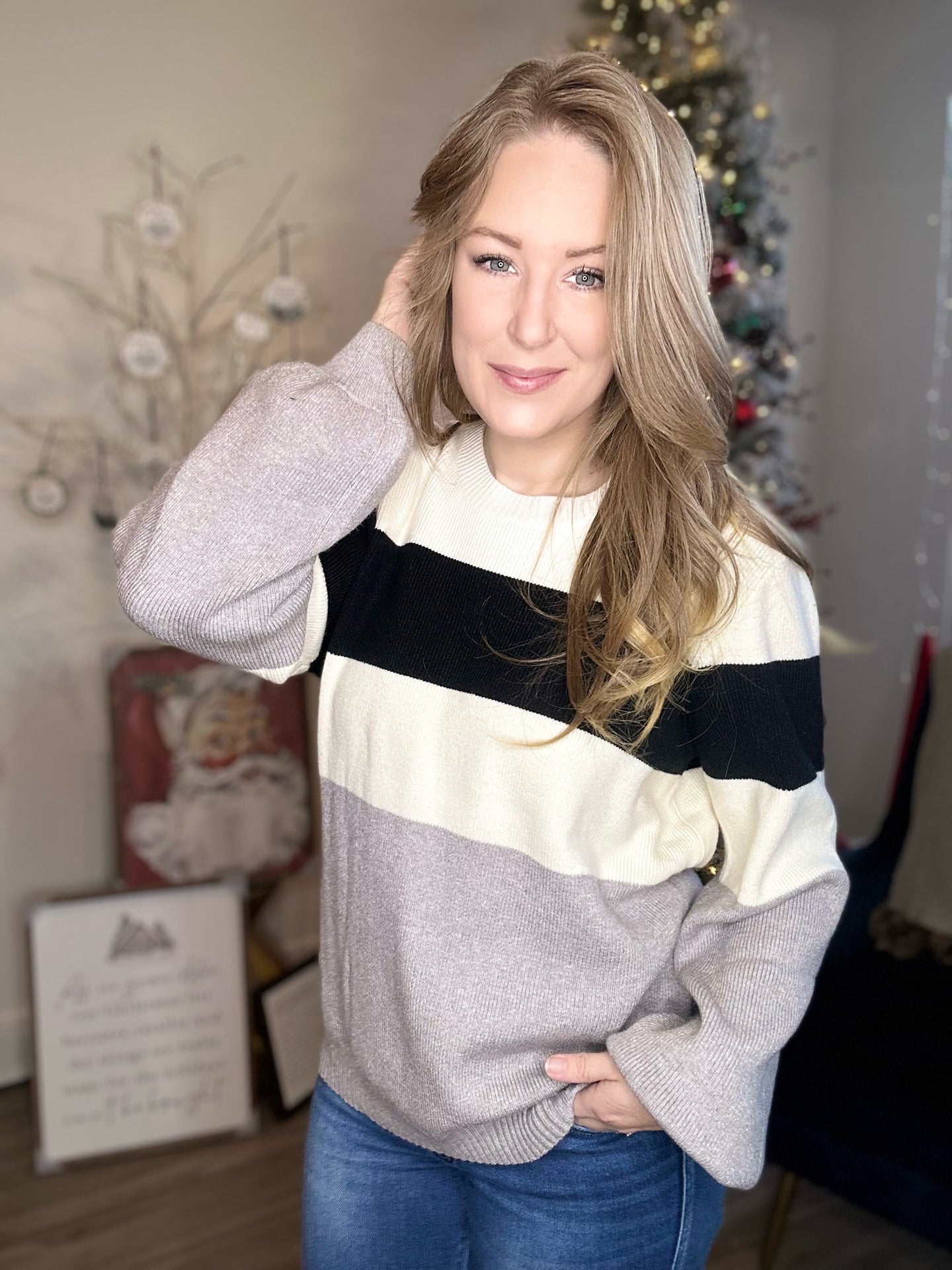Grey Multi Stripe Sweater