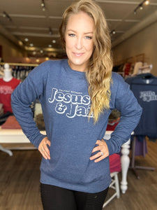 Heather Series Jesus & Jail Denim Crewneck Sweatshirt