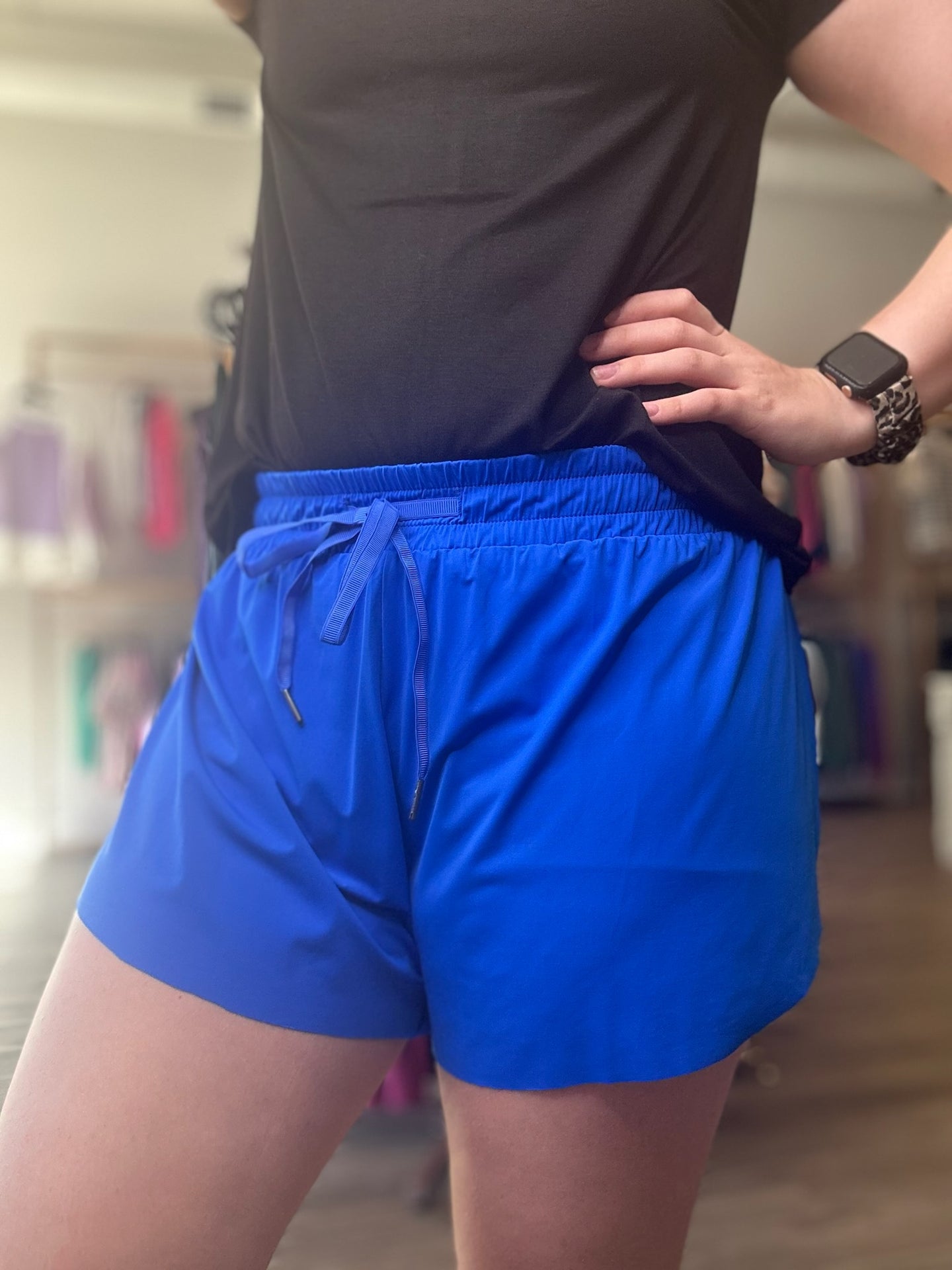 Royal Blue High Waist Knit Shorts