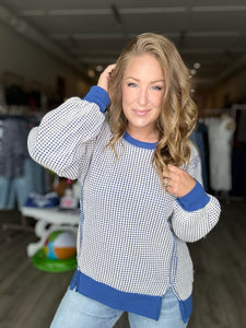 Navy Waffle Knit Sweatshirt