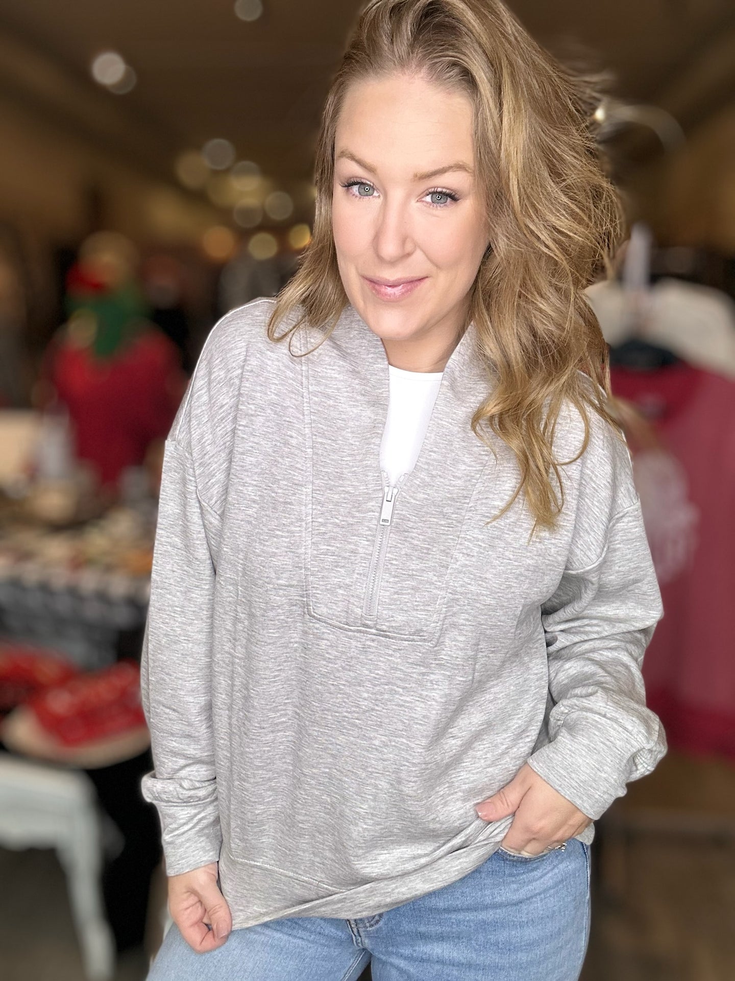 Grey Scuba Half Zip Sweater
