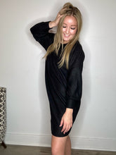 Load image into Gallery viewer, Black Tunic Sweater Dress