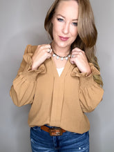 Load image into Gallery viewer, Camel Smocked Long Sleeve Top