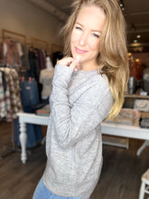 Load image into Gallery viewer, Heather Grey Round Neck Sweater