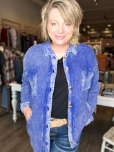 Load image into Gallery viewer, Blue Acid Wash Waffle Shacket