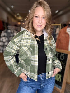 Hunter Green Plaid Detachable Hood Shacket