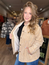 Load image into Gallery viewer, Beige Corduroy Sherpa Jacket