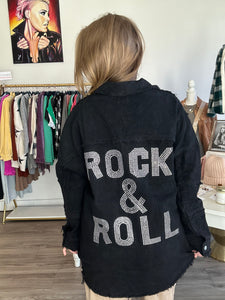 Black Denim Rock Studded Jacket