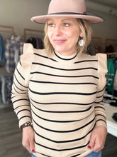 Load image into Gallery viewer, Beige Striped Long Sleeve Sweater