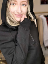 Load image into Gallery viewer, Black Half-Zip Hooded Pullover