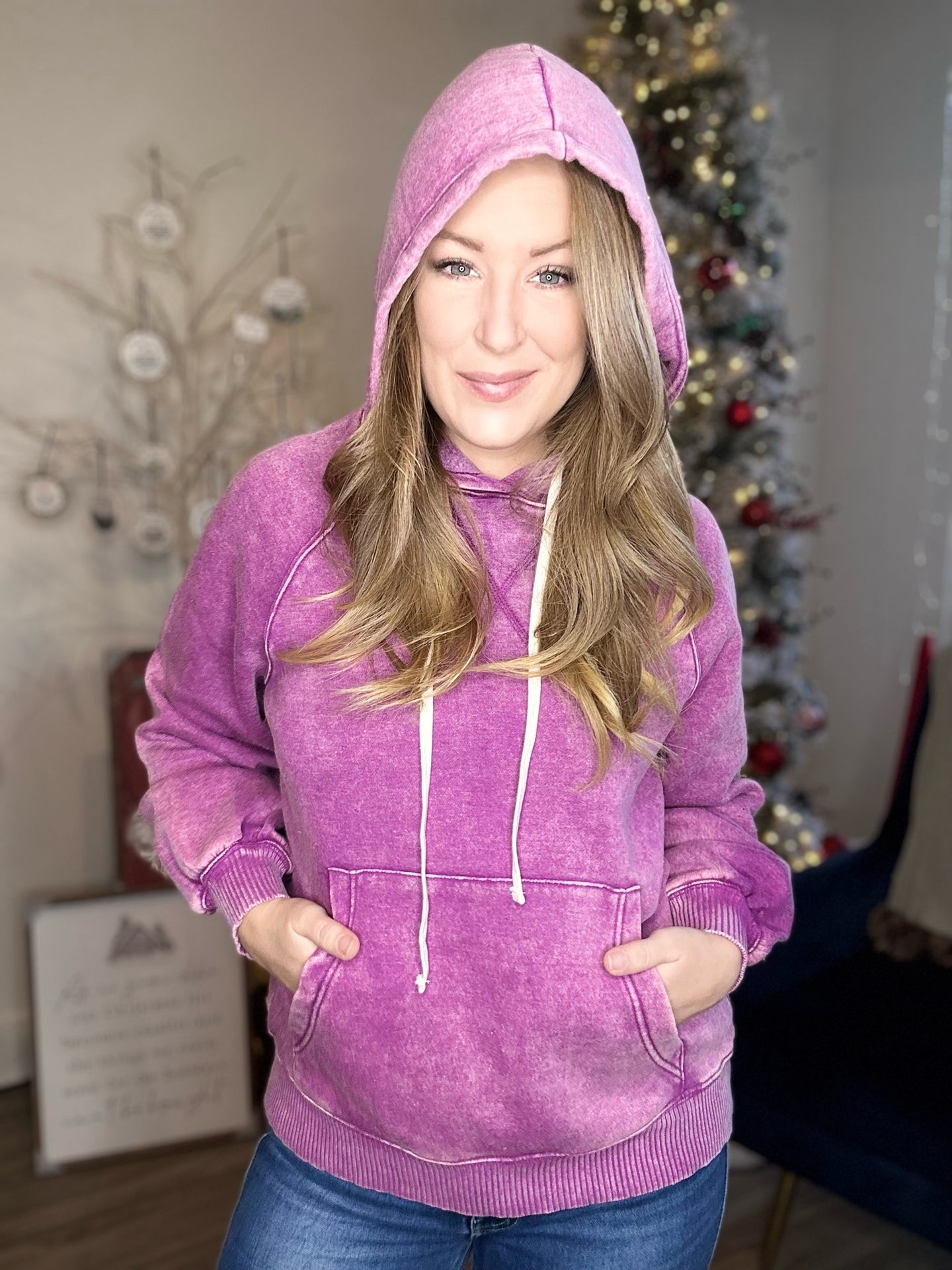 Plum Washed Fleece Hoodie