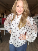 Load image into Gallery viewer, White Polka Dot Blouse