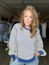 Load image into Gallery viewer, Navy Waffle Knit Sweatshirt