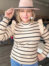 Load image into Gallery viewer, Beige Striped Long Sleeve Sweater