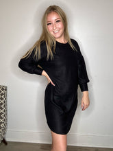 Load image into Gallery viewer, Black Tunic Sweater Dress