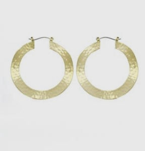 Gold Thin Textured Metal Hoop