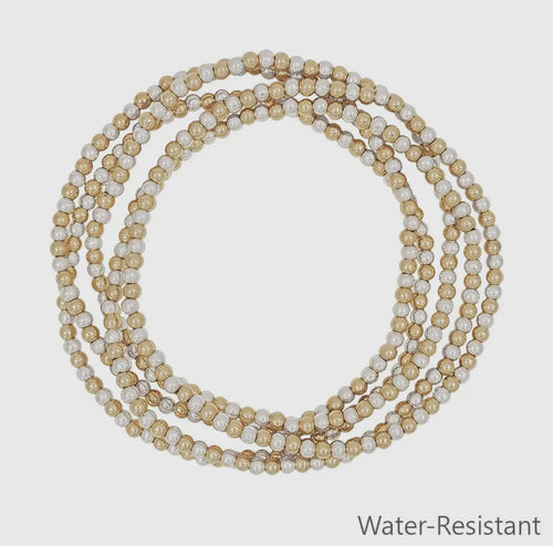 Set of 5 Small Gold and Silver Beaded Bracelets