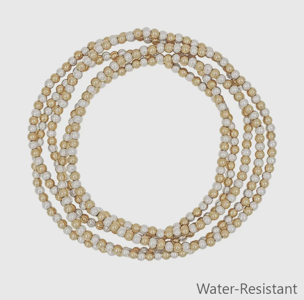 Set of 5 Small Gold and Silver Beaded Bracelets