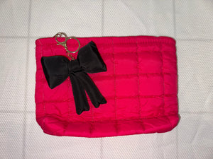 Pink Puffy Case with Bow Key Chain