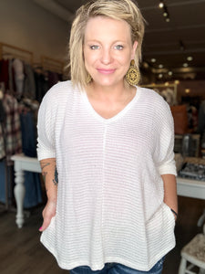 Ivory V Neck Bat Sleeve Sweater