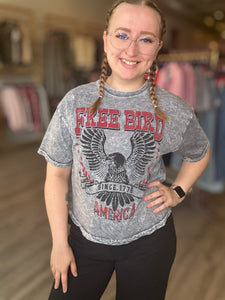 Grey Free Bird Short Graphic Tee