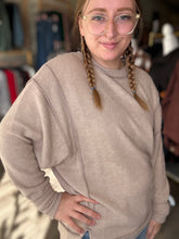 Load image into Gallery viewer, Ash Mocha Exposed Seam Sweater