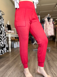 Red Pocketed Joggers