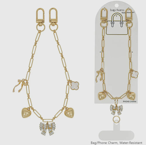 Pearl and Gold Clip On Bag Charm