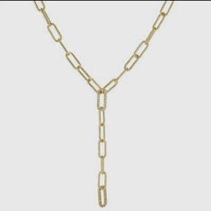 Open Gold Y Drop Necklace