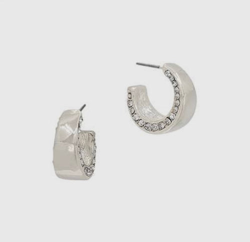 Silver Rhinestone Huggie Earring