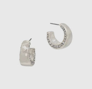 Silver Rhinestone Huggie Earring