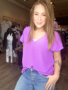 Lilac Short Sleeve Dolman Top