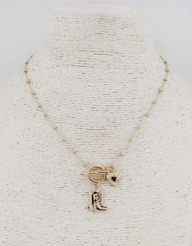 Gold Chain with Cowboy Boot Necklace