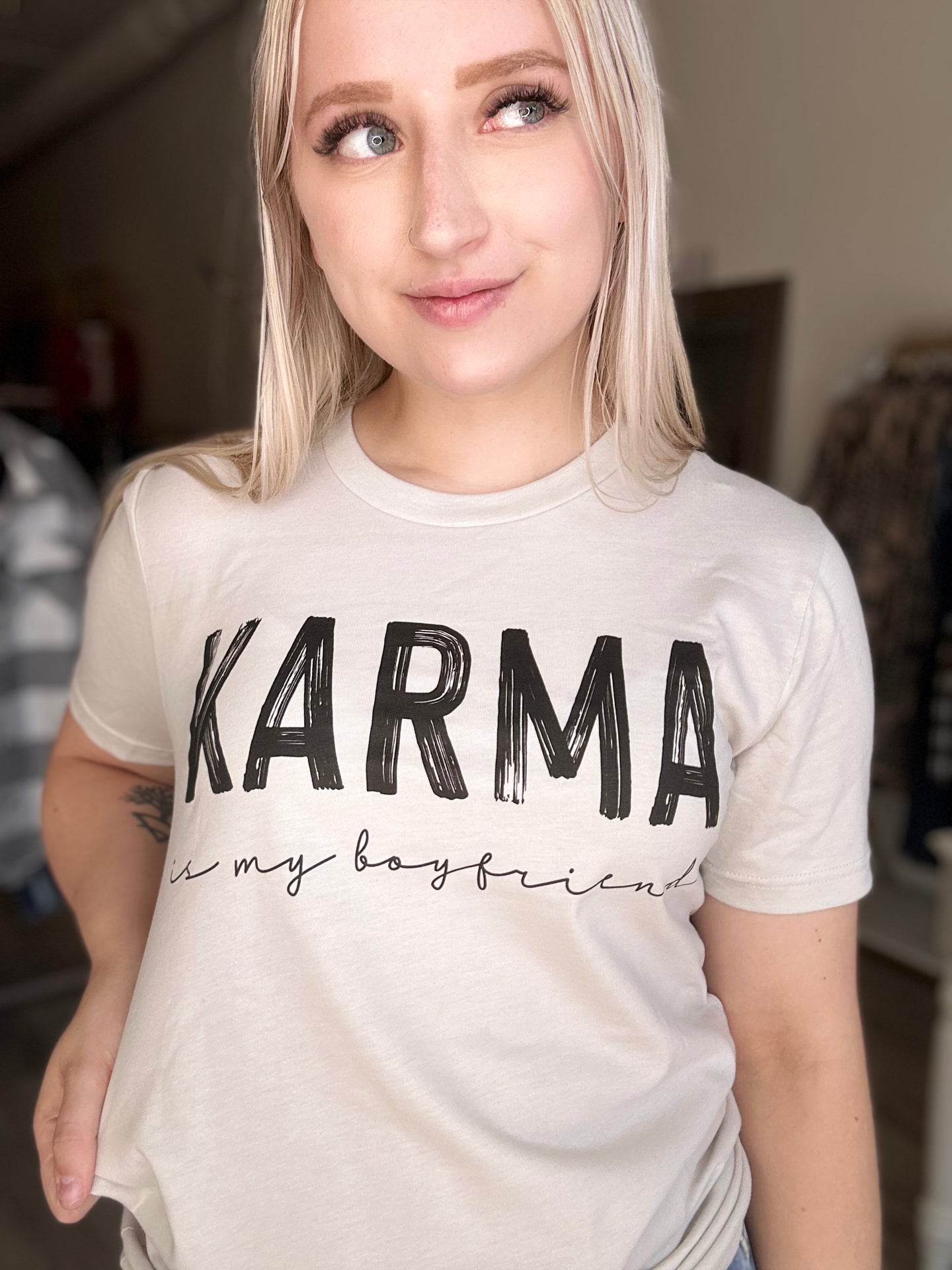 Karma Beige Graphic Tee