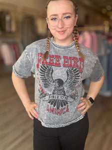 Grey Free Bird Short Graphic Tee