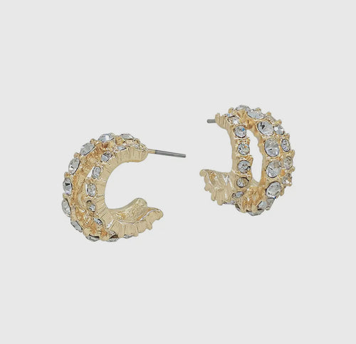 Three Row Rhinestone Hoop Earring