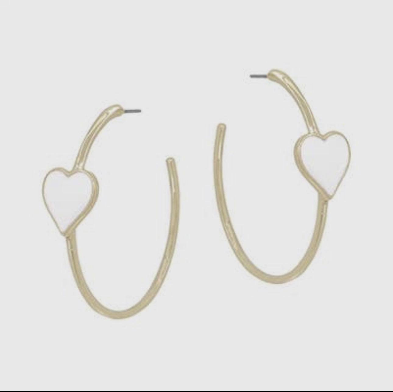 White Heart on Gold Hoop