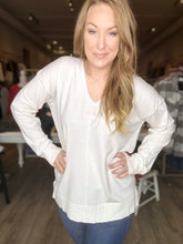 Load image into Gallery viewer, White Deep V Ribbed Sweater