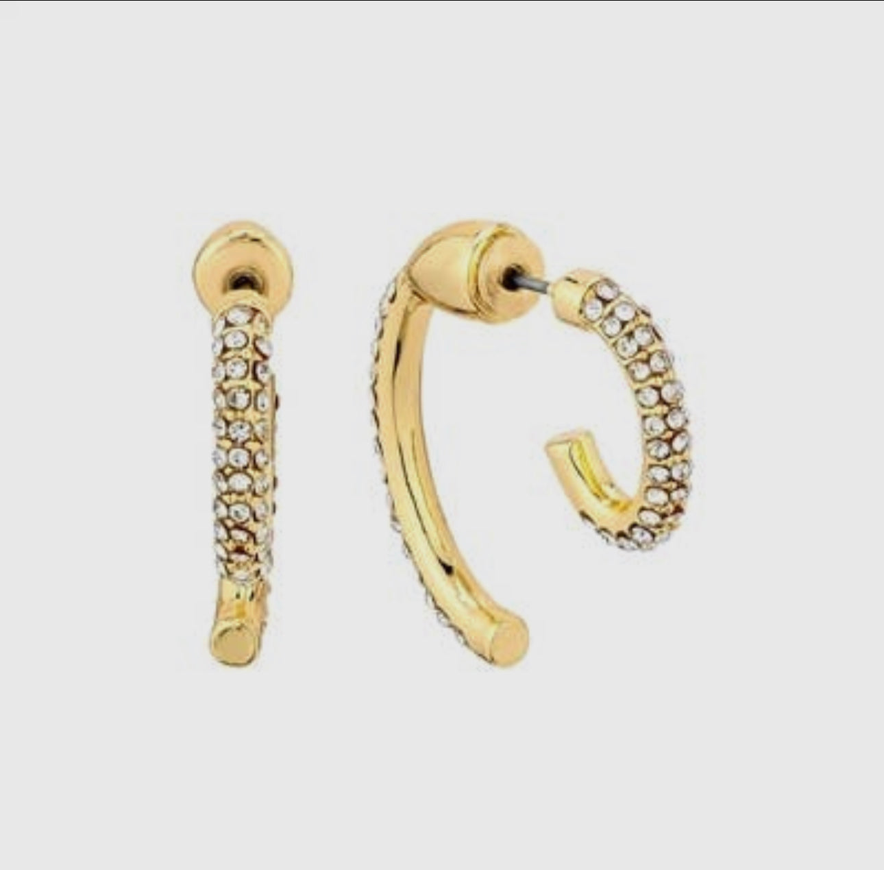 Pave Gold Double Post Stud Earring