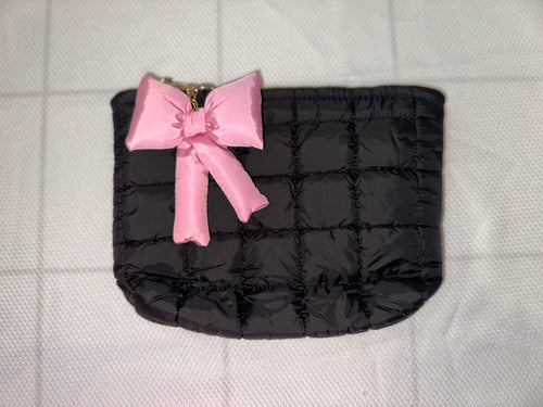 Black Puffy Case with Bow Key Chain