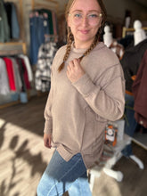 Load image into Gallery viewer, Ash Mocha Exposed Seam Sweater